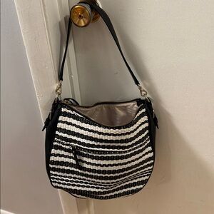 Stylish Black and White Striped Women's Bag